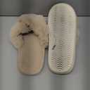 Evshine Women's Fuzzy Slippers Cross Band Memory Foam House Slippers Open Toe 40-41