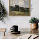 SHENIFY Vintage Landscape Framed Wall Art Rustic Countryside Meadow Farmhouse Decor Retro Vast Grassland Painting for Kitchen Living Room Bedroom Bathroom - 11x14in Natural Framed (Brown)