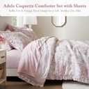 Madison Park Essentials Adele Pink Floral Full Size Comforter Set Vintage Bed in a Bag with Sheets, Reversible Ruffle Bedding, Elegant Gift for Her