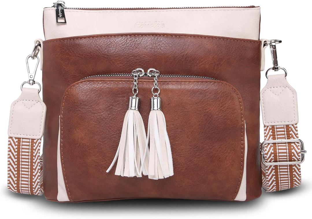 Crossbody Purse for Women, Soft Leather Shoulder Handbag Medium Size Bag with Adjustable Strap