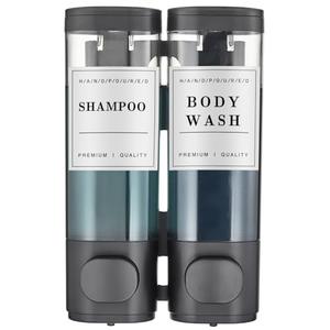 Shampoo and Conditioner Dispenser,Unisense Shower Soap Dispenser 2 Chamber No Drill Wall-Mounted Shampoo Dispenser for Shower Wall Mounted Shower Dispenser for Bathroom Hotel Large Capacity,Black