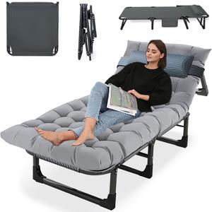 Heavy Duty Camping Cot for Adults with Mattress, 10-Leg Portable Folding Cot Bed, Extra Stable Sleeping Cot for Camping, Travel, Tent & Indoor Guest Use, 500 lbs Capacity