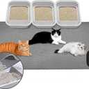 Large Cat Litter Mat, 46x32 Inches Extra Large Double Layer Honeycomb Cat Litter Trapping Mat, Non Slip Waterproof Urine Proof Mat, Scratch Resistant Durable Litter Rug