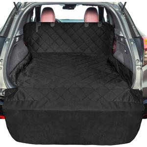 F-color SUV Cargo Liner for Dogs, Upgraded Extra Large Water Resistant Pet Cargo Cover Dog Seat Cover Mat for SUVs with with Bumper Flap for Full-Size SUVs Vans, Black, 70*38"