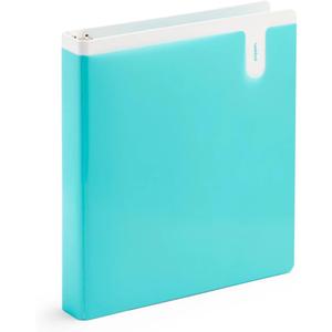 Poppin 1 Inch Binder - 3 Ring Binder with D-Shaped Rings and Easy Open Lever, 200 Sheet Capacity, Front and Back Translucent Pockets, 2 Interior Pockets, Cute Paper Storage (Aqua)