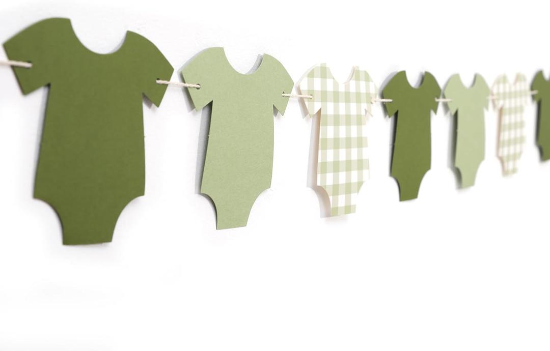 Green Bodysuit Banner - Green Gingham Banner,Baby Shower Decoration,Girl Boy Baby Shower Decor