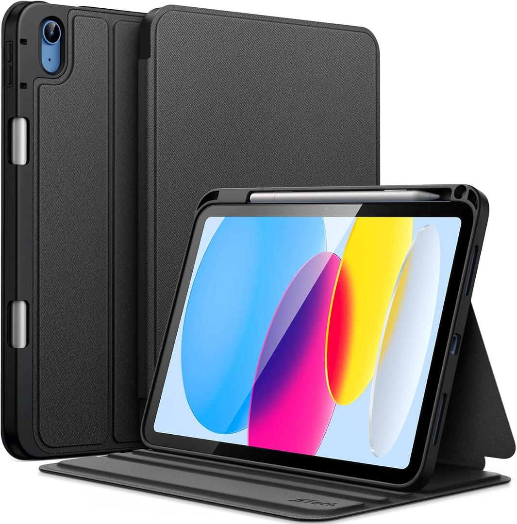 JETech Case for iPad (A16) 11th/10th Generation (2025/2022) with Pencil Holder, Slim Folio Stand Protective Tablet Cover, Multi-Angle Viewing (Black)