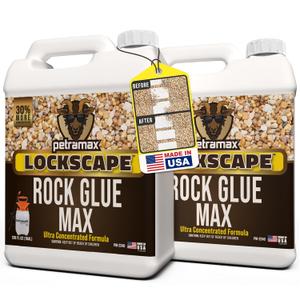 Lockscape Rock Glue for Landscaping, 2 Gallon - Wide Coverage & Pet Safe Mulch Glue for Rocks - Lockdown Gravel/Pebbles/Stones - Sticky Clear Gravel Binder & Decomposed Granite Stabilizer (1Gal x 2)