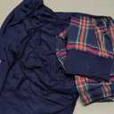 GYS Women's Pajama Sets Bamboo Viscose Long Sleeve Sleepwear with Pants Soft Pjs Lounge Set Ladies Loungewear (Large, Navy Plaid/Tapered-leg)