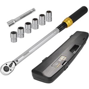 1/2-Inch Drive Click Torque Wrench Set 10-160 FT-LB/13.6-217Nm | Torque Wrench 1/2 Drive, 1/2 Torque Wrench Kit with Extension Bar & Socket Set- 8 PCS