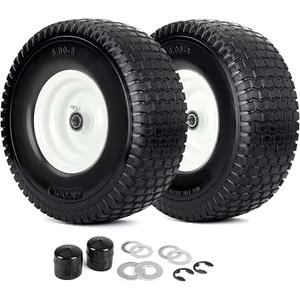 GICOOL 13x6.50-6 Flat Free Front Tire and Wheel for Zero Turn Mower, 2PK