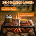 Folding Campfire Grill,Enameled Coating Grate, Heavy Duty Camp Grill Grate, Portable Camping Grates Over Fire Pit, Campfire Grill Cooking Equipment with Carrying Bag for Outdoor Cooking