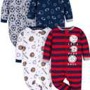 Gerber Baby Boy's 4 Pack Sleep 'N Play Footie, Sports Blue, 3-6 Months