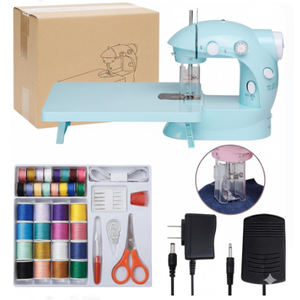 Sewing Machine for Beginners with Expansion Table and Foot Pedal and 42Pcs Sewing kit Finger Guard & Light Mini Small Portable Sewing Machines 2-Thread 2-Speed 2-Switches for Kids Ages 8-12