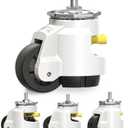 HOLKIE Leveling Stem Casters Set of 4 Heavy Duty Retractable Caster Wheels, 1/2" and M12 Stem Size, Total Capacity 4960 Lbs, Adjustable Wheel with Ratchet Handle for Workbench, Machine, Equipment
