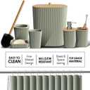 Clara Clark Bathroom Accessories Set - Bathroom Set, Bathroom Sets with Shower Curtain and Rugs, Shower Curtain Set with Trash Can - Sage Green - 22PC