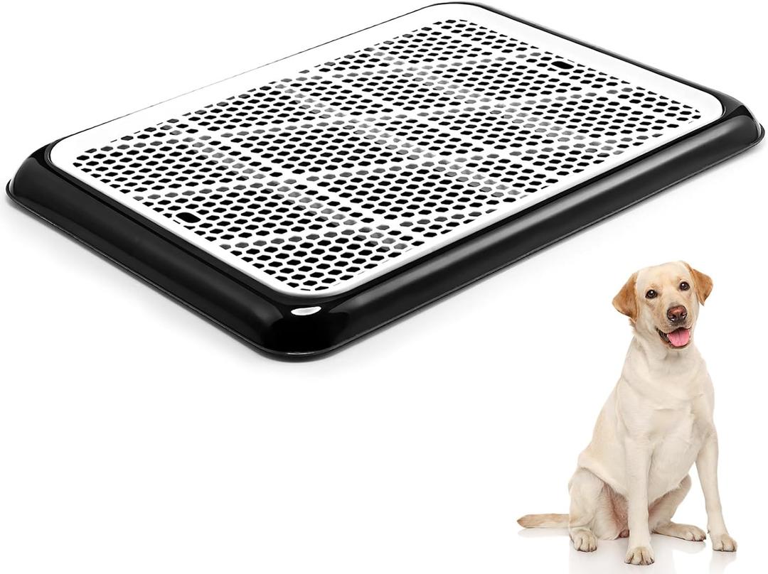 Mifoci Dog Pee Pad Holder Potty Tray Portable Dog Litter Box Toilet Training for Indoor Outdoor Small Medium Large Pet Puppy(Black,25.59 x 18.9 Inches,1 Pcs)