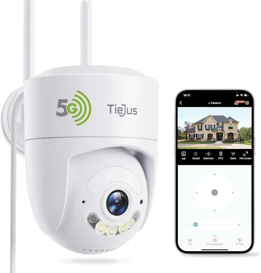 5G WiFi Security Camera Outdoor, Security Camera with 24/7 Recording Cable, 2K Cameras for Home Security, Motion Detection and Siren, Auto Tracking