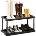 Boot Shoe Organizer Rack Plastic Boot Tray Large Waterproof Utility Shoe Mat Storage Shelf for Indoor Outdoor Entryway Hallway Closet Use in All Seasons Black(28" d X 14.5" w X 14.5" h)