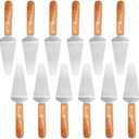 6 Pcs Stainless Steel Pizza Servers with Wooden Handle, Pie Servers Spatula, Triangular Spade Pastry Spatula for Pizza, Pie, Cake, Dessert
