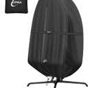 Kipiea Patio Egg Chair Covers Waterproof, Upgraded 500D Outdoor Hanging Egg Chair Covers with Waterproof Zipper, Single Seat Swing Chair Cover, Windproof, Anti-UV, No Tears ( Up to 45" W x 75"H )