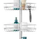 Zenna Home Tension Pole Shower Caddy Corner Organizer, Adjustable Standing Shower Caddy with 4 Baskets and Built in Towel Bar, Rust Resistant Bathroom Tension Rod Organizer, 60 to 97 Inch, Chrome