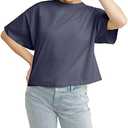 Hanes Womens Originals Garment Washed Cropped T-Shirt, Crewneck Crop Tees for Women, Large