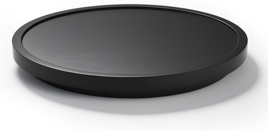 LAMU 11'' Wood Lazy Susan Organizer Turntable for Cabinet, Lazy Susan for Table Top, Pantry, Kitchen, Bathroom, Countertop, Rotating Spice Organizer, Vanity Decor Tray, Pine Wood, Black