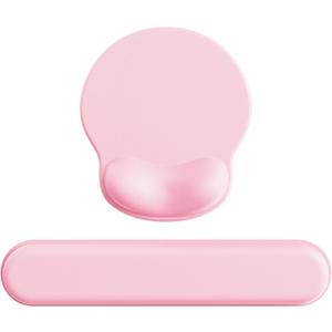 Laborio Ergonomic Mouse Pad Wrist Support Set, Memory Foam Keyboard Wrist Rest Set, Relieve Wrist Pain Keyboard Pad, Non-Slip Base Mousepad(Pink Set) (9L x 10.6W inches)
