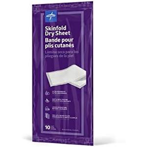 Medline Skinfold Dry Sheet, Skin Moisture Management, Soft, Non-Chafing, Pre-Cut & Ready to Use, 6" x 14" (8 Count)