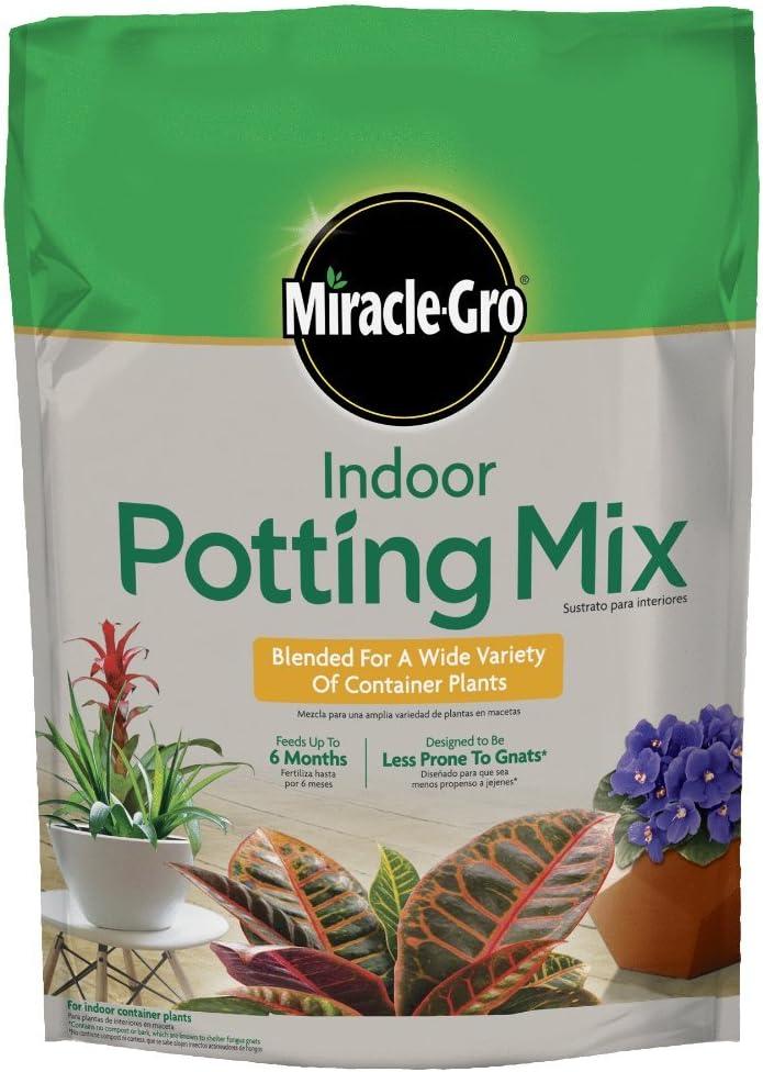 Miracle-Gro Indoor Potting Mix, Blended for a Variety of Houseplants, Feeds for up to 6 Months, 6 qt.