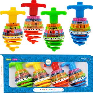 Hanukkah Dreidel Musical Bouncing Light-Up Dreidel Hanukkah Toys, Assorted Colors (4-Pack)