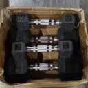 Cap Barbell 150 LB Rubber Coated Hex Dumbbell Hand Weight Set with Vertical Storage Rack - Chrome Handle | Black Rack