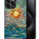 DAIZAG Compatible with iPhone 16 Pro Max Case,Sun Rays Ocean Waves Stained Glass Full Pattern Plastic Soft TPU,Double Protection Corner Case for iPhone 16 Pro Max