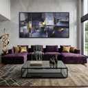 Modern Canvas Wall Art for Living Room - Large Framed Abstract Paintings in Black, Gold, and Purple - Contemporary Wall Decor for Bedroom, Office - Stylish Pictures for Home 24×48IN