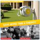 1/2" x 130 ft Retractable Garden Hose Reel, Heavy Duty Water Hose Reel | Any Length Lock, 180Swivel, Wall Mounted Water Hose with 8-Function Nozzle for Cleaning, Watering(Yellow)
