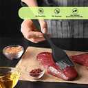 SURDOCA Silicone Pastry Basting Brush - 2Pcs 10 + 8 in Heat Resistant Brush for Baking Cooking Food, BPA Free Kitchen Brush for Sauce Butter Oil, Stainless Steel Core Design for Barbecue BBQ Grilling (Black)