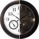 Presentime & Co 18" Illuminated in/Outdoor Clock with Smart Sensor and Night Light, Waterproof, Large Wall Clock with Thermometer & Hygrometer, for Garden and Patio - Oil Rubbed Bronze