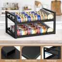 2-Tier Can Organizer for Pantry, Expandable Length Can Rack for Kitchen Shelf Organizer and Storage, Sturdy Metal Standing Can Holder for Canned Soup Soda Food Goods Storage, Stackable
