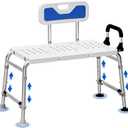 Heavy Duty Bath and Shower Bench with Adjustable Height and Reversible backrest - Handicap Shower Chair for Elderly and Disabled, Sliding Shower Chair, Bathtub Chair for Inside tub