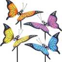 4 x hogardeck Garden Decor for Outside, Set of 4 Metal Butterfly Decorative Garden Stakes for Spring Decor, Yard Art Garden Decorations for Outdoor Lawn Pathway Patio