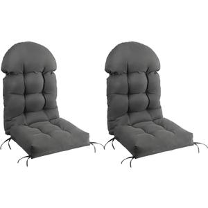 FUNBERRY Adirondack Chair Cushions Set of 2, Thicken Comfy Cushions for Rocker Non Slip Fade Shield Waterproof High Back with Ties (Grey)