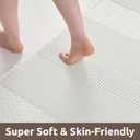 AMOAMI Waffle Bath-Mat, Super Absorbent Bath Mats for Bathroom, Boho Bathroom Rugs Non Slip Washable, Ultra Soft Bathroom-Mat with Tassels Bath Rugs for Floor Mat, 17" X 24" White