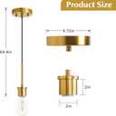 Luvkczc Pendant Light Kit, E26 Lamp Socket Vintage DIY Pendant Light Cord, Semi Ceiling Hanging Light Fixtures, Adjustable Hanging Light Kit for Kitchen Island, Dining Room, Bedroom(Gold)