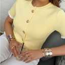 SOLY HUX Women's Button Up Short Sleeve Cardigan Lightweight Fitted Sweater Ribbed Knit Tops (M)