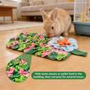 Rabbit Foraging Mat, 18"x10" Snuffle Feeding Mat for Rabbits Guinea Pigs Chinchillas, Pet Feed Game Slow Eat for Small Animals Interactive Puzzle Feed Mat, Washable,Fun Design
