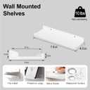 Small White Floating Shelves for Wall Decor, Wall Mounted Wood Shelf for Bedroom, Living Room, Bathroom, Kitchen, Nursery, Display Picture Ledge Shelf with Lip Set of 2-8 Inches, White
