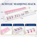 4 Pack Clear Acrylic Mahjong Racks Scalloped with Built-in Pushers, All-in-One Tile Holders for American Mah Jong, Modern Table Game Accessories for Home Game Nights, 1.2 Inches