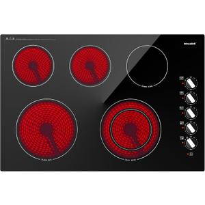 Electric Cooktop 7300W 30 Inch Built-in Electric Stovetop 5 Burners 11 Power Levels,Knob Control,Keep Warm Function,Child Safety Lock,Hot Surface Indicator