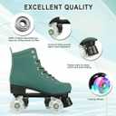 Silvertree Roller Skates for Women and Men PU Leather High-top Adult Roller Derby Skates Wheels Light Up Roller Skates Four-Wheel Shiny Roller Skates for Girls Boys Unisex, Size: Women's 8 / Men's 6.5